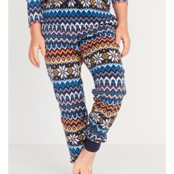 OLD NAVY Girls Kids Printed Microfleece Pajama Jogger Pants Fair Isle Boho - Picture 2 of 2